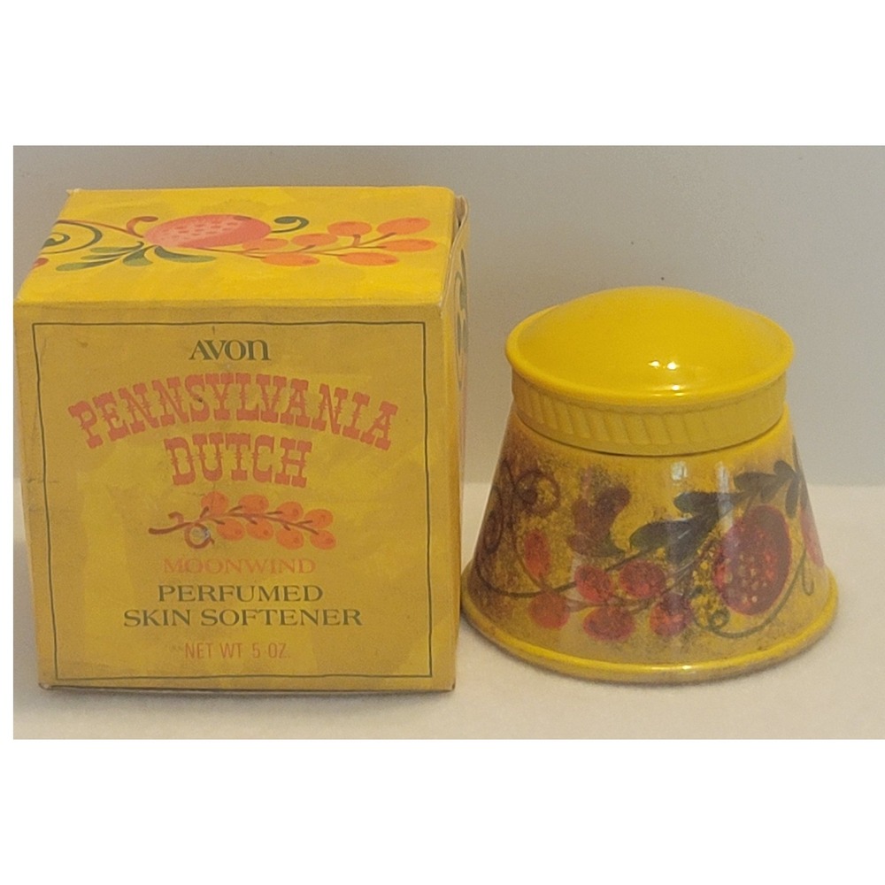 VTG Avon Pennsylvania Dutch 70s Collectible Empty Vanity Glass Jar w/ Box